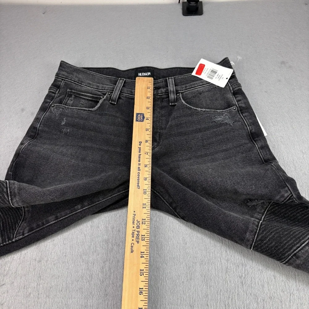 Hudson‎ Jeans Mens 29x33 Black Ethan Biker Skinny Distressed Denim Stretch NEW